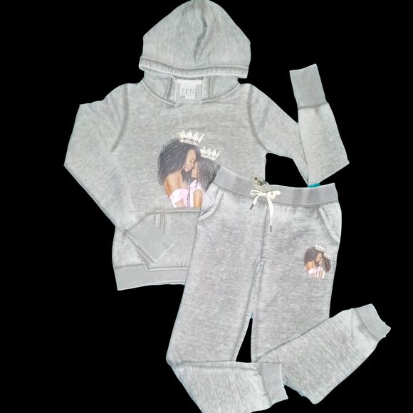 Zen by J. America Other - Zen J. America women's size S grey/white hoodie pullover sweat set w/ pockets.